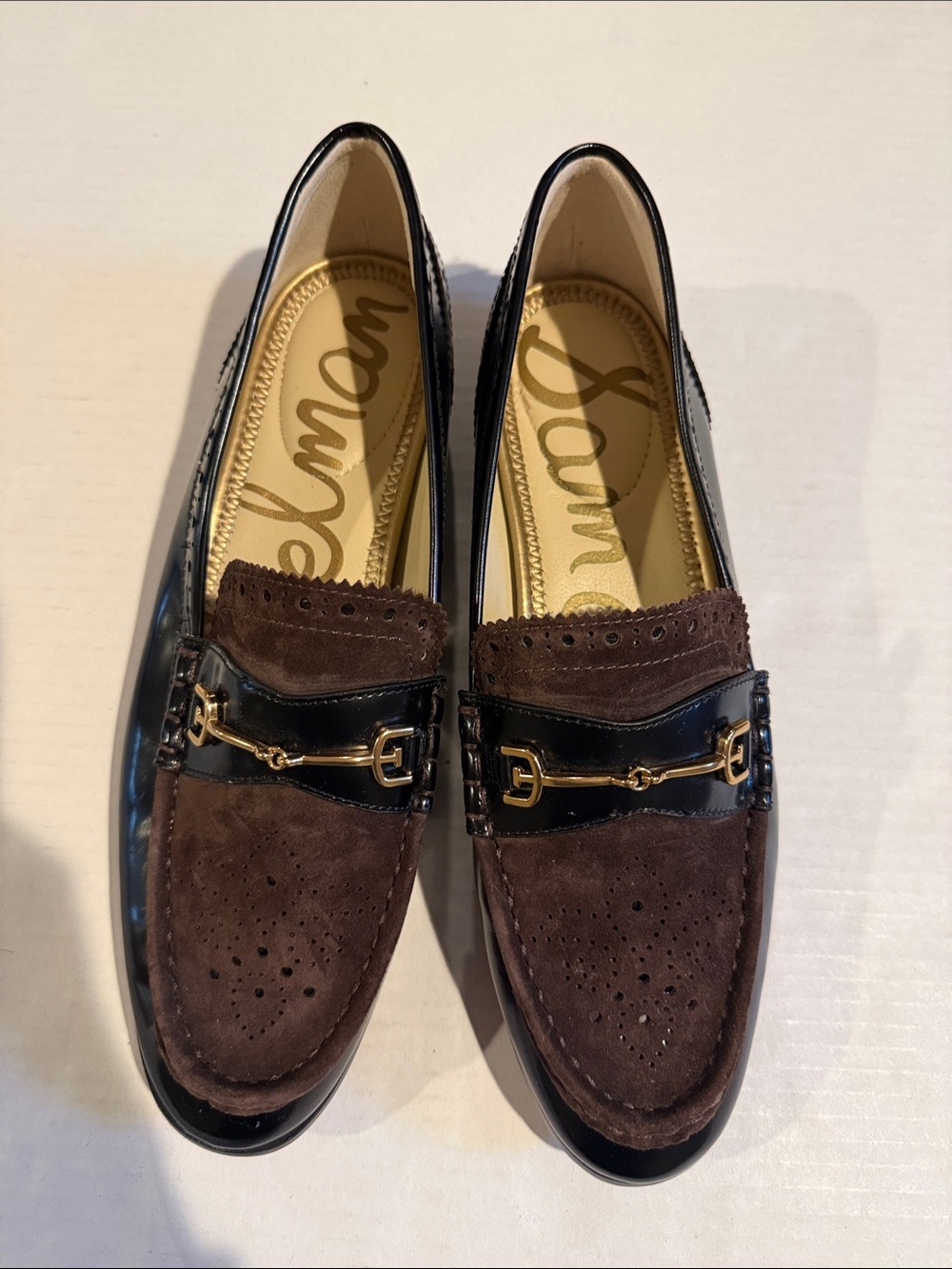 Sam Edelman Brown Suede & Black Leather Bit Loafers